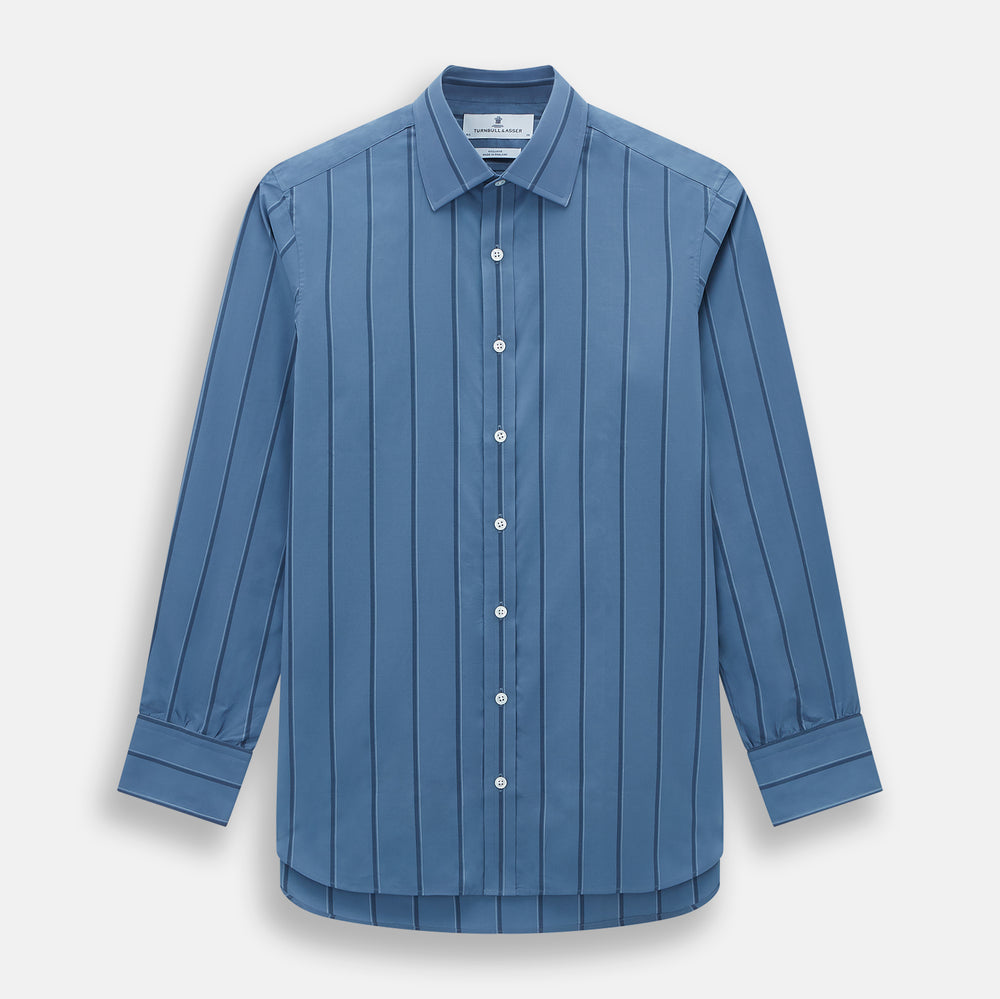 Steel Grey and Navy Track Stripe Mayfair Shirt