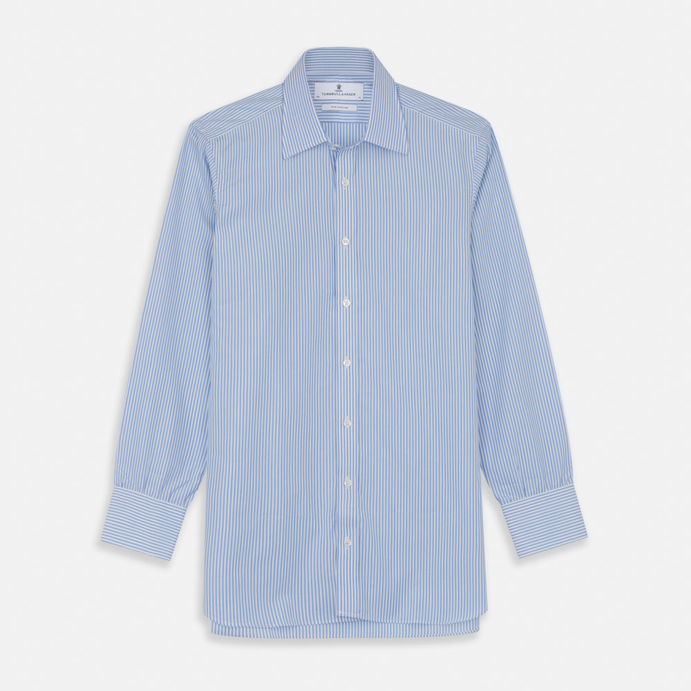 Light Blue Bengal Stripe Shirt with T&A Collar and 3-Button Cuffs