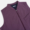 View 2 of product The Turnbull & Asser Burgundy Pin Check Padded Gilet features a front zipper, two zippered side pockets, a chest pocket, and a rounded hem—an ideal men’s layering piece shown on a white background.