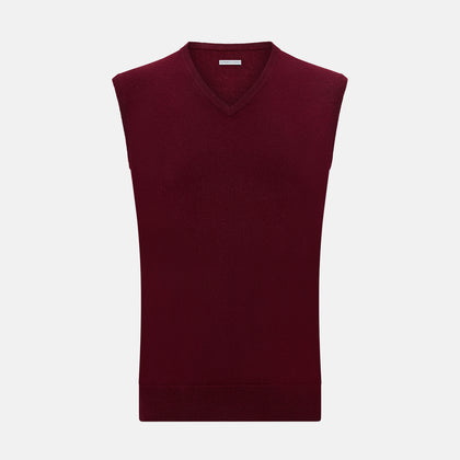 Burgundy Cashmere V-Neck Vest