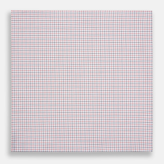 Hand Rolled Red and Navy Graph Check Handkerchief Image 2
