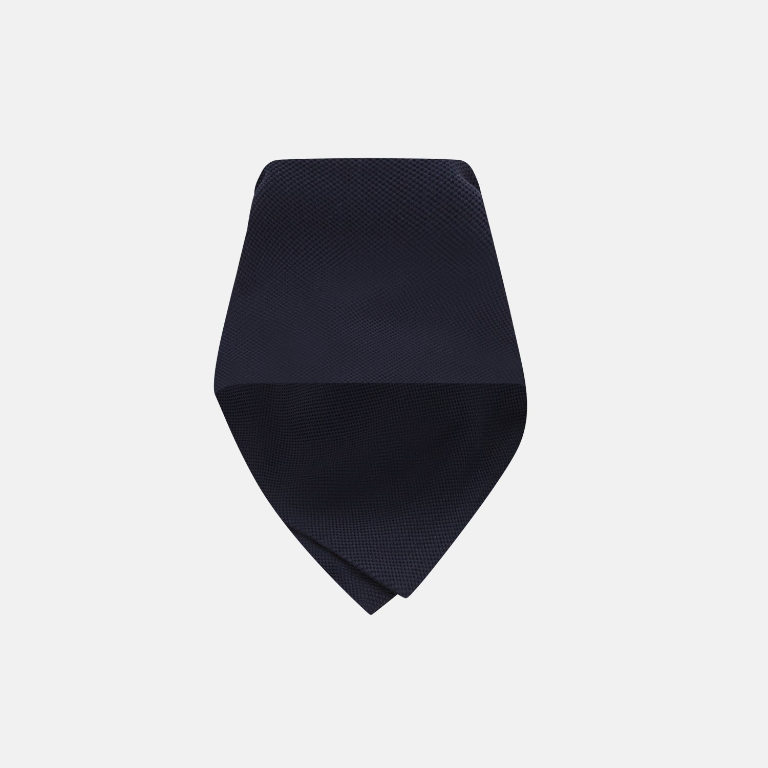 Image 2 of product The Turnbull & Asser Navy Silk and Cotton Neck Warmer features a dark navy blue textured fabric and a single black button, shown against a plain light gray background.