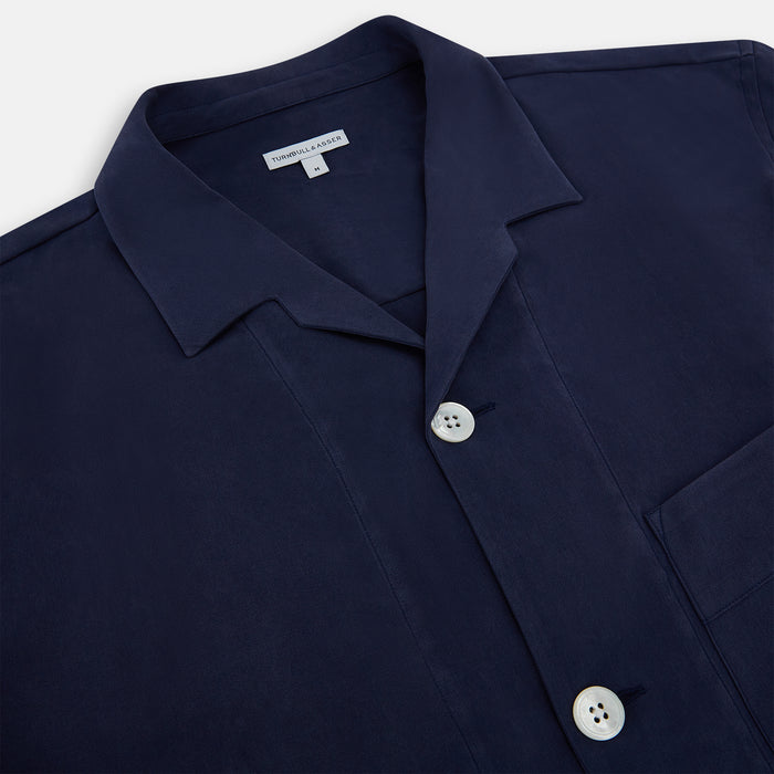 Navy Silk Pyjama Set Image 1