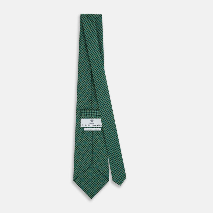 Forest Green Geometric Floral Printed Silk Tie Image 3