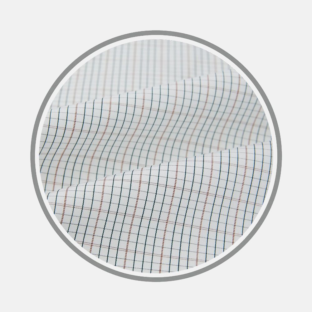 Forest Melange and Red Micro Check Fabric