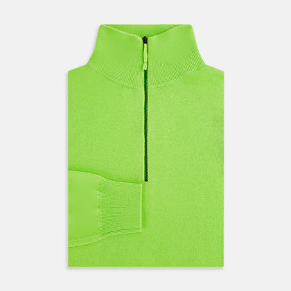 Neon Green Half-Zip Cashmere Jumper Image 3