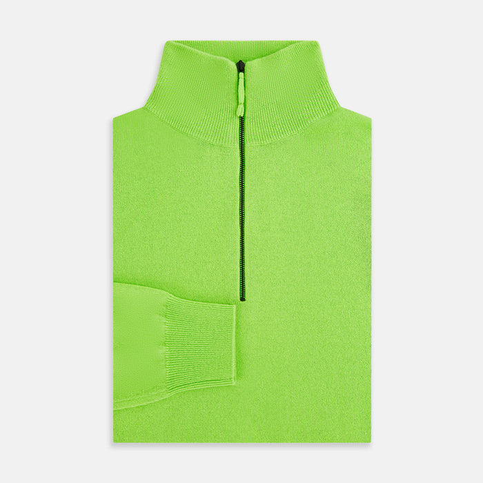 Neon Green Half-Zip Cashmere Jumper Image 3