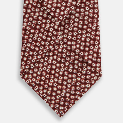 Burgundy Flower Patterned Silk Tie Image 2