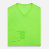 View 4 of product The Turnbull & Asser Bright Green Cashmere V-Neck Jumper, a long-sleeved knitwear piece, is showcased against a plain light gray background.
