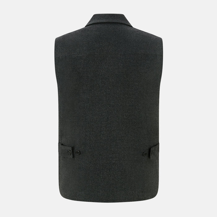 Graphite Melange Collared Single-breasted Waistcoat Image 2