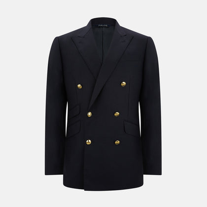 Long Navy Double Breasted Classic Blazer