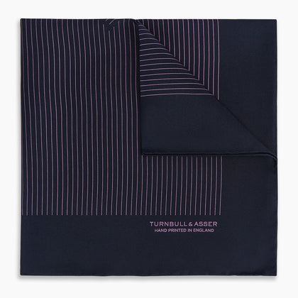 Navy and Purple Stripe Silk Pocket Square Image 4