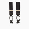 View 6 of product Turnbull & Asser Black Herringbone Adjustable Silk Braces feature leather button loops and silver adjusters—ideal for refined sartorial style. Displayed on a white background.