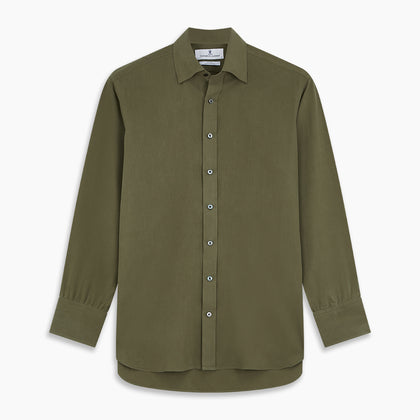 Green Silk Regular Fit Flaxton Shirt Image 5