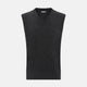 Charcoal Grey Melange V-Neck Sleeveless Cashmere Vest