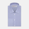 Blue End-on-End Cotton Shirt with T&A Collar and Double Cuffs