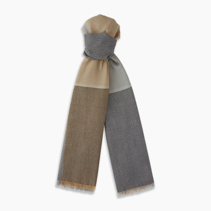 Grey and Beige Cashmere Scarf Image 3