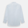 View 3 of product The Turnbull & Asser Blue and White Thin Stripe Shirt features a T&A collar and double cuffs, shown against a plain white background.