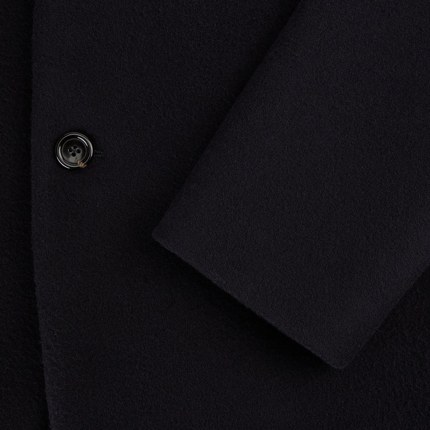 Image 4 of product The Navy Apsley Single-Breasted Caban Coat by Turnbull & Asser features three buttons, notch lapels, a chest pocket, and two front flap pockets, shown against a plain light gray background.