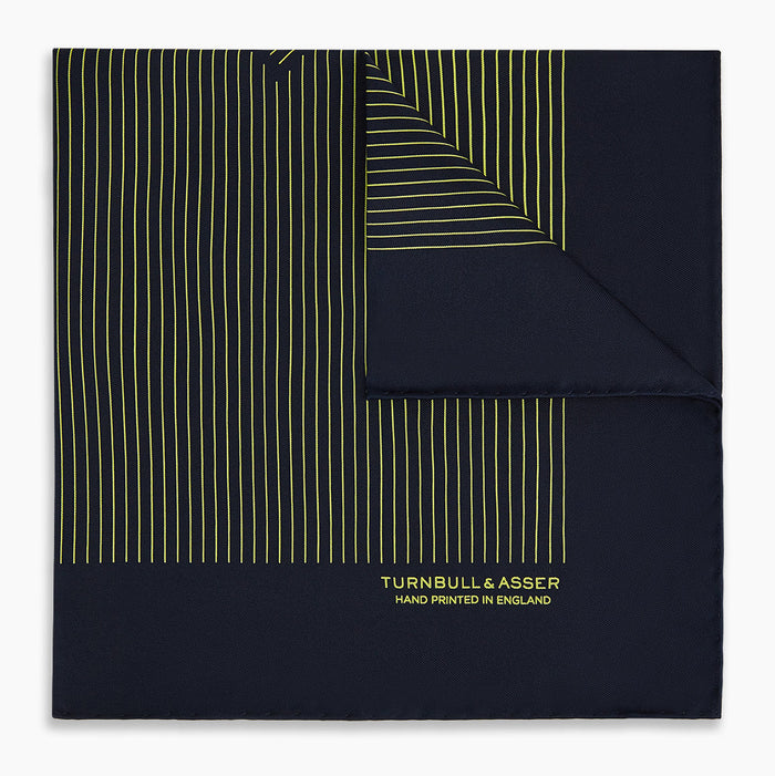 Navy and Gold Stripe Silk Pocket Square Image 4