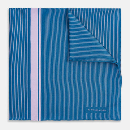 Blue and Lilac Stripe Silk Pocket Square