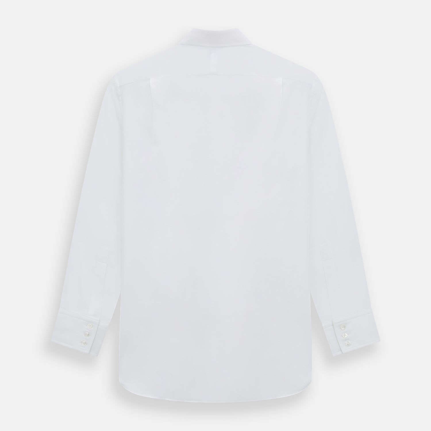 View 3 of product The Turnbull & Asser White Herringbone Mayfair Shirt features long sleeves and a classic collar—a timeless wardrobe essential, shown here against a white background.