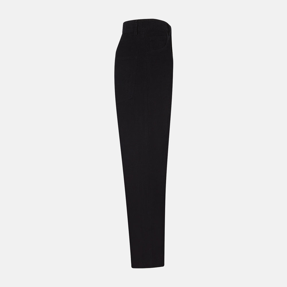 Turnbull & Asser's EXTREME LEG 5 POCKET JEANS NAVY CORD feature a classic 5-pocket design with button and zipper closure, straight-leg fit, and front pockets, shown on a plain white background.
