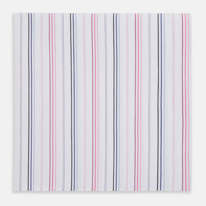 Hand Rolled Pink and Blue Multi Stripe Handkerchief