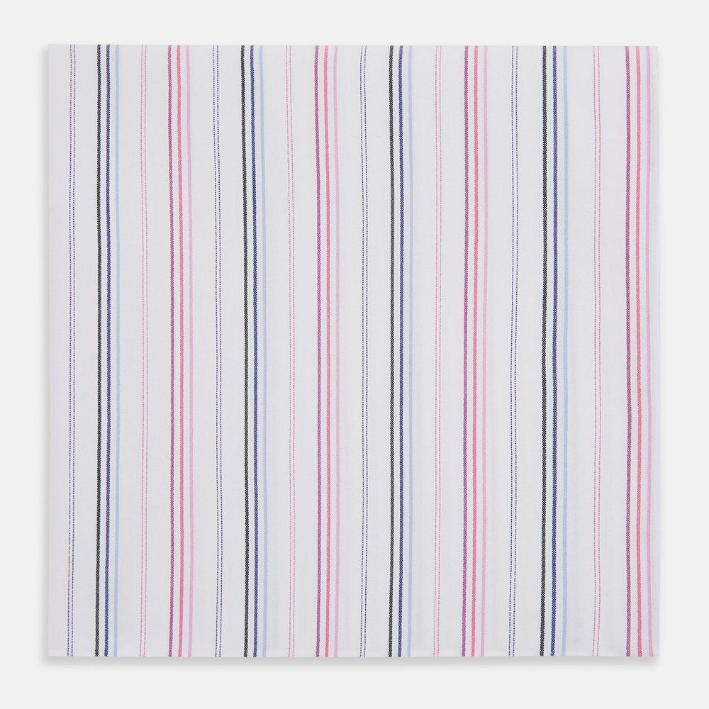Hand Rolled Pink and Blue Multi Stripe Handkerchief