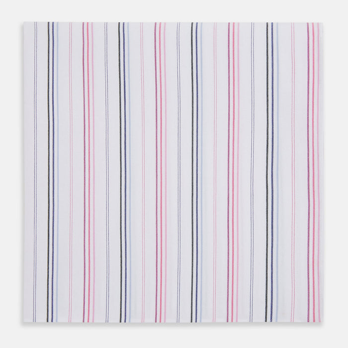 Hand Rolled Pink and Blue Multi Stripe Handkerchief Image 7