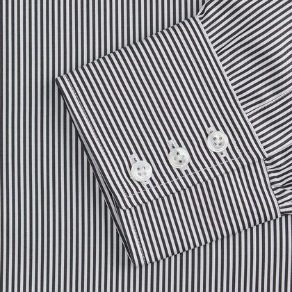 Black Candy Stripe Cotton Regular Fit Mayfair Shirt Image 2