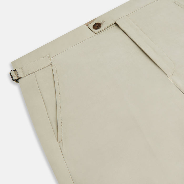 Taupe Cotton Blend Henry Trousers Image 1