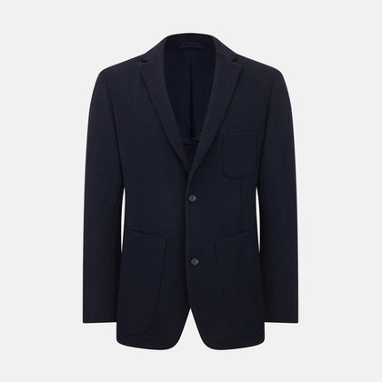 Navy Knitted Oxford Blazer