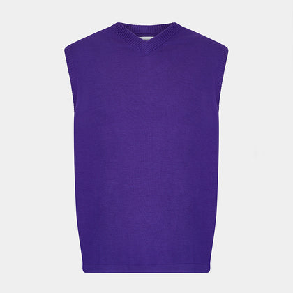 Purple Fine Merino V-Neck Vest Image 4