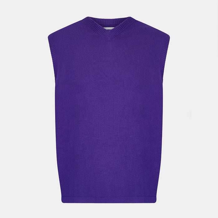 Purple Fine Merino V-Neck Vest Image 4