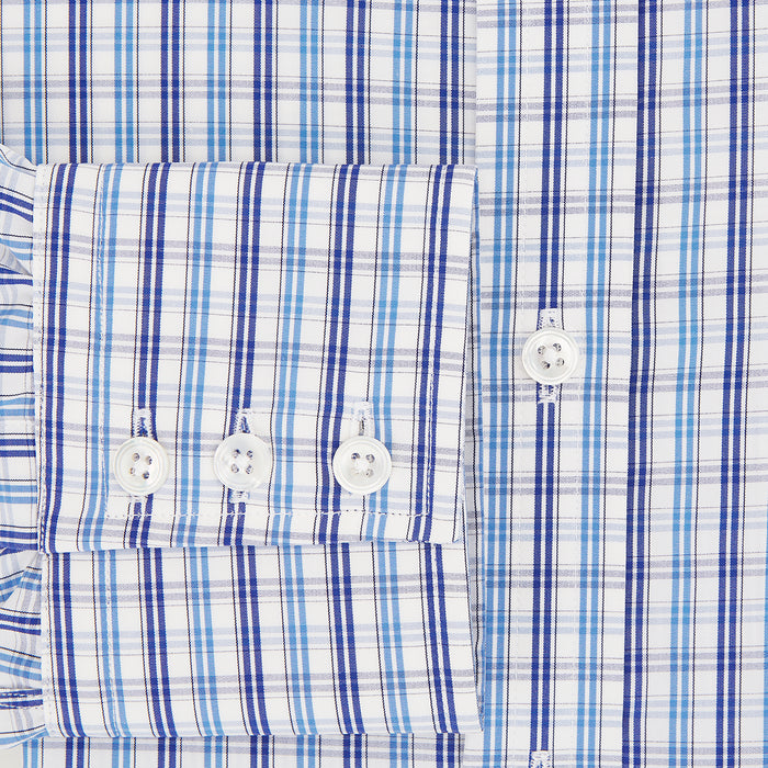 Blue and Navy Multi Check Mayfair Shirt Image 3