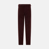 View 1 of product The Turnbull & Asser Burgundy Corduroy Henry Trousers feature a straight-leg cut, button and zip closure, and adjustable side tabs—perfect for refined formalwear—shown here on a plain white background.