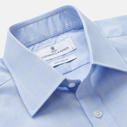 Yellow and Blue Prince of Wales Check Mayfair Shirt Image 3