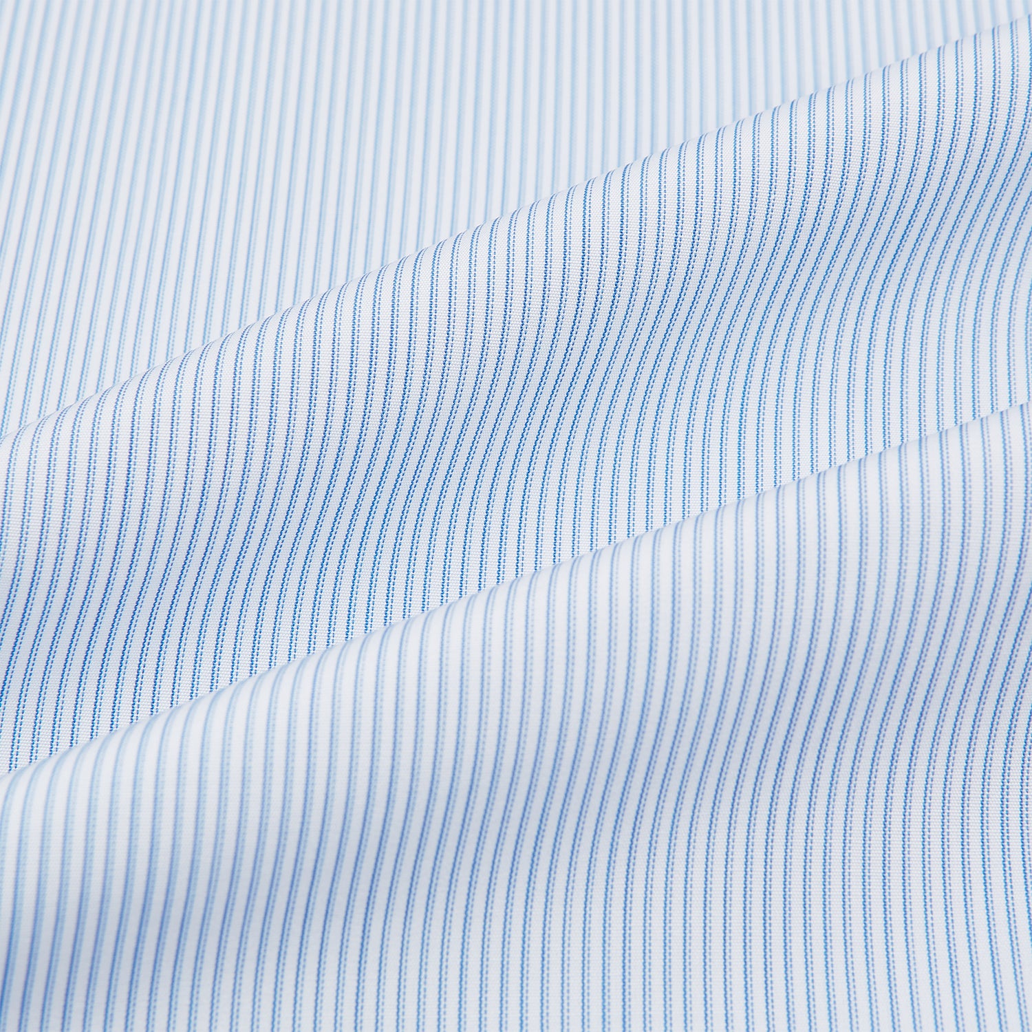 View 6 of product The Sky Blue Hairline Multi Stripe Mayfair Shirt by Turnbull & Asser, made from Italian cotton with a classic collar, white buttons, and buttoned cuffs, is displayed on a plain white background—an essential for any gentleman.