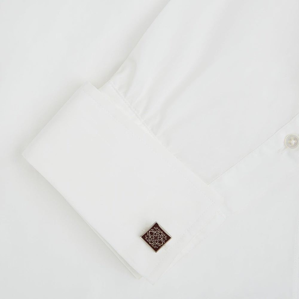 Burgundy Floral Square Cufflinks