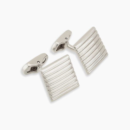 Silver Striped Square Cufflinks Image 3