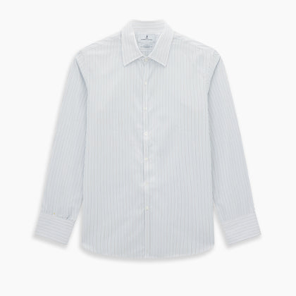 Pale Blue and Navy Pinstripe Westminster Shirt Image 8