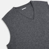 View 2 of product The Turnbull & Asser Slate Grey Melange V-neck Cashmere Vest is a plain, sleeveless jumper shown against a white background.
