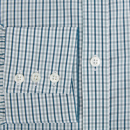 Light Petrol Micro Tattersall Check Mayfair Shirt Image 3