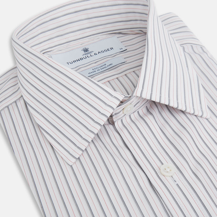 Midnight Blue and Red Ticking Stripe Mayfair Shirt Image 1