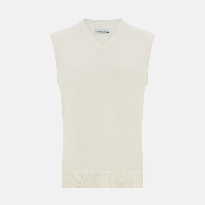 White Cashmere V-neck Vest