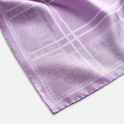 Lilac Paisley Bandana Patterned Silk Pocket Square Image 6