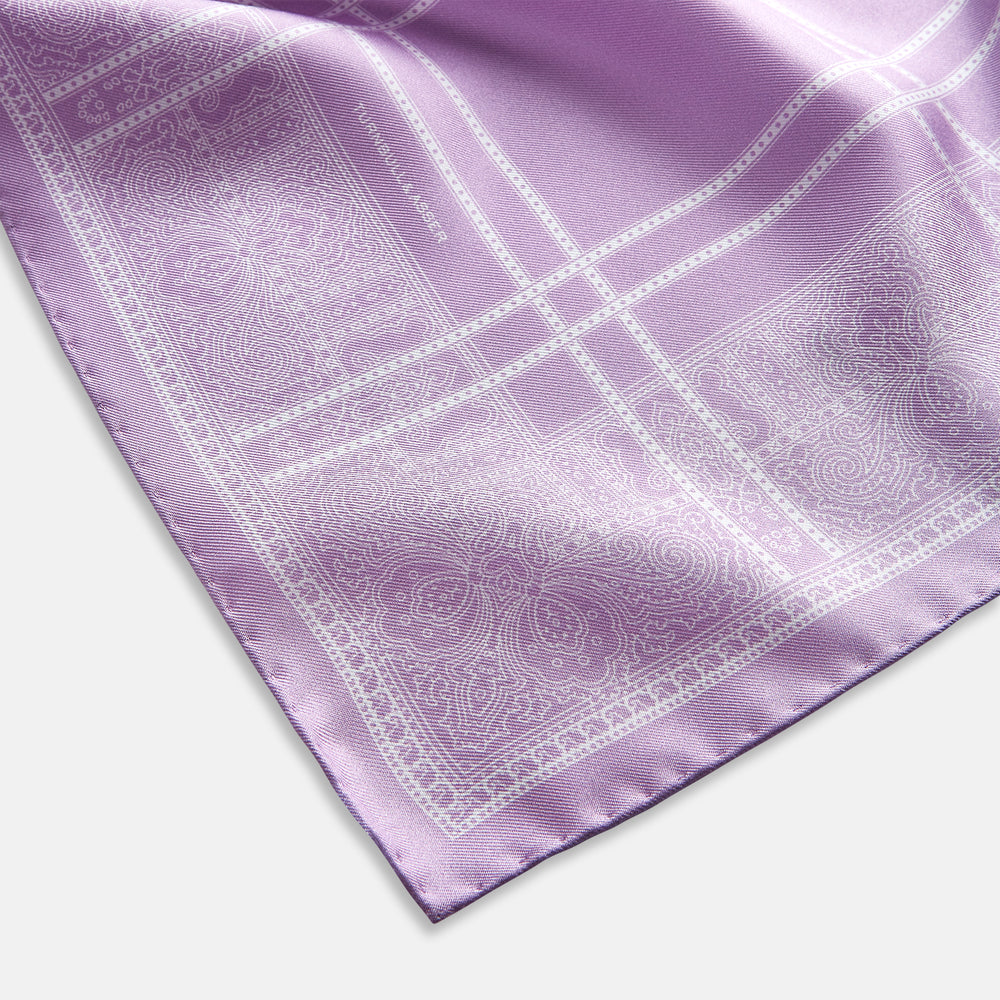 Lilac Paisley Bandana Patterned Silk Pocket Square
