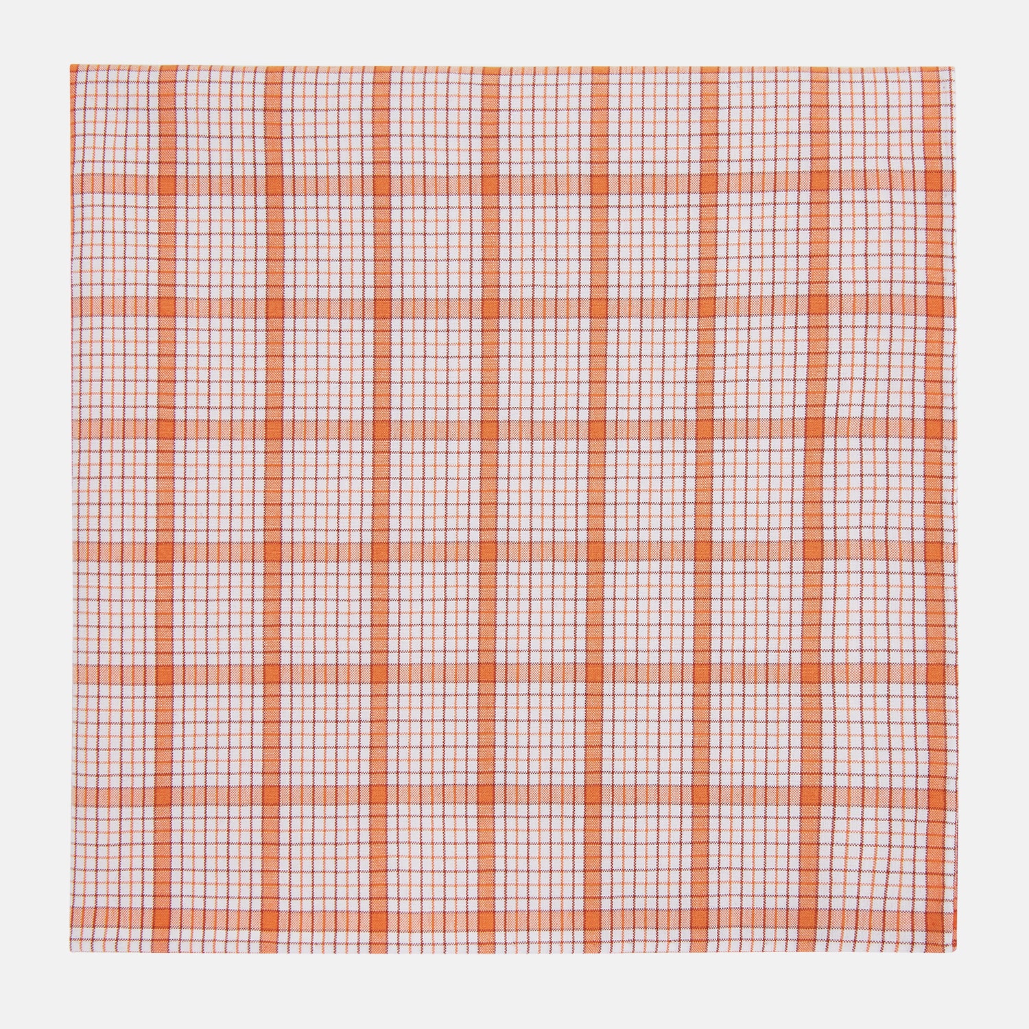 Hand Rolled Orange Graph Overlay Check Handkerchief