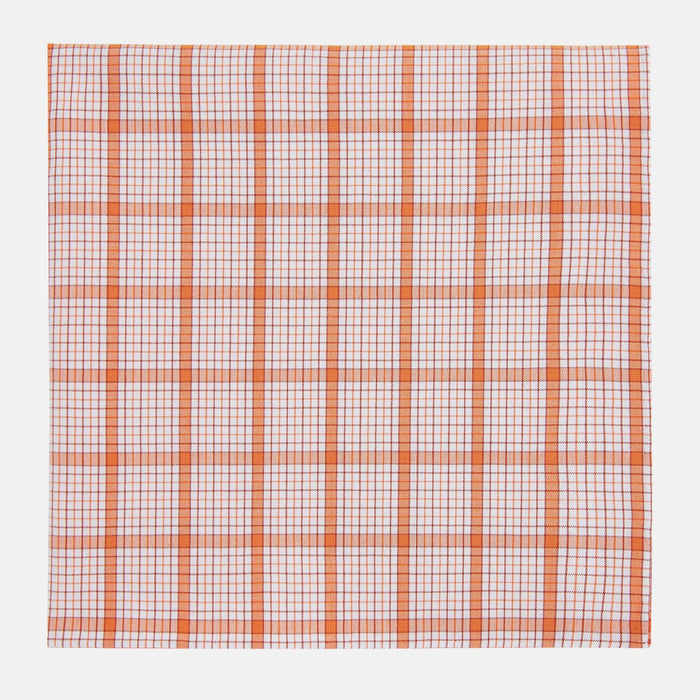 Hand Rolled Orange Graph Overlay Check Handkerchief